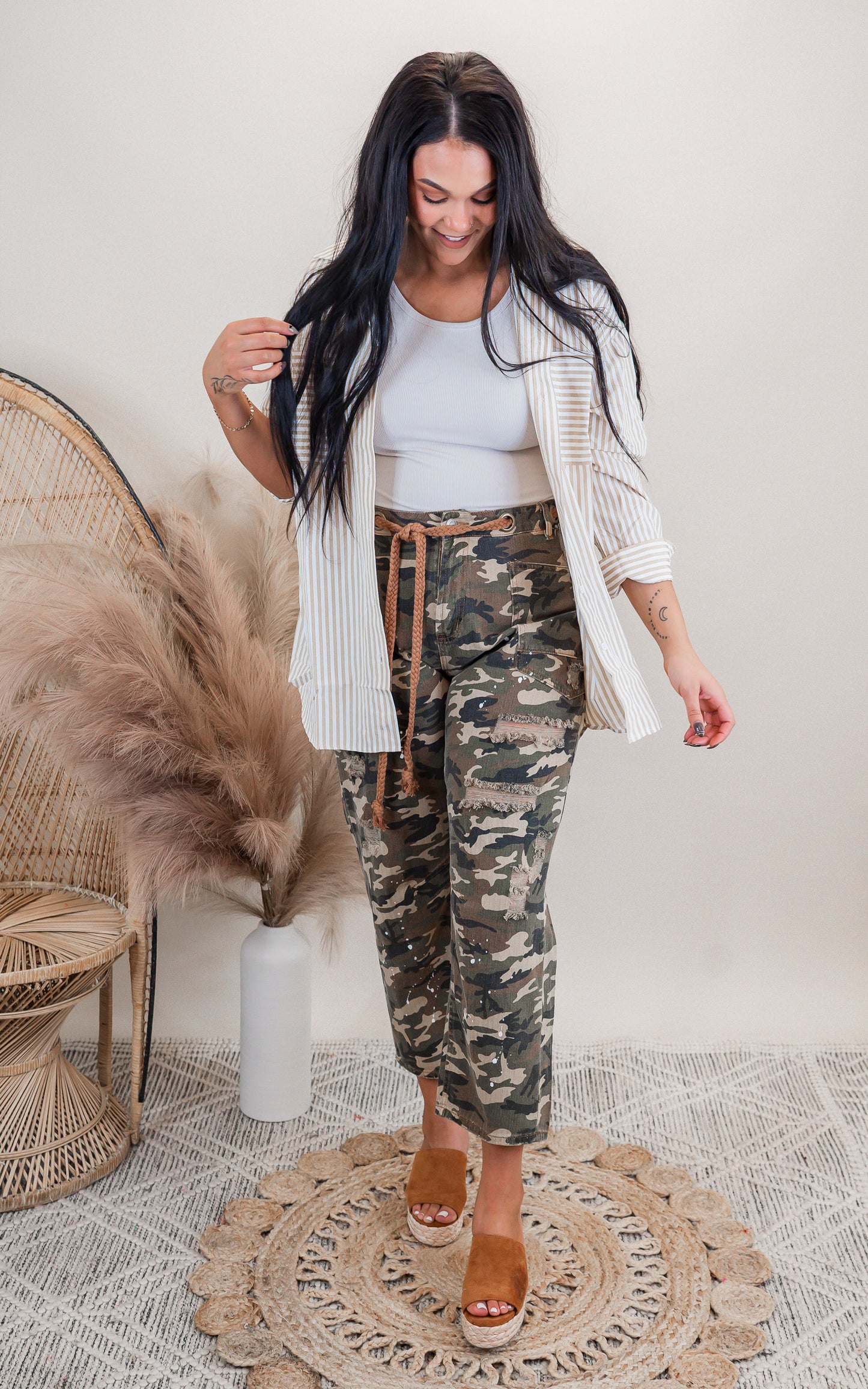 Washed Distressed Camo Pants | Oli & Hali