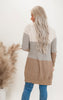 Beige Colorblock Long Sweater Cardigan