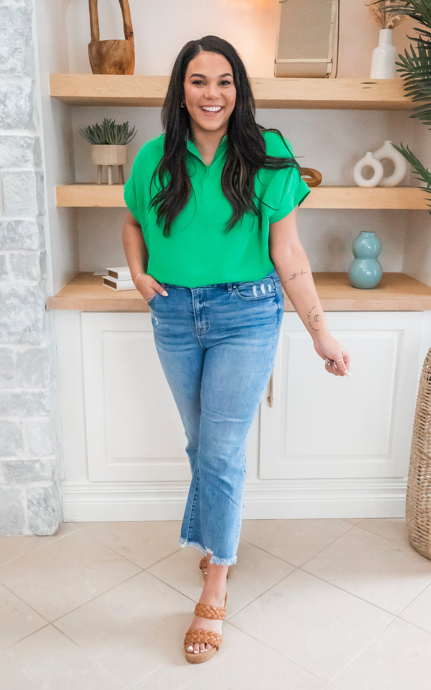 KELLY GREEN BLOUSE 