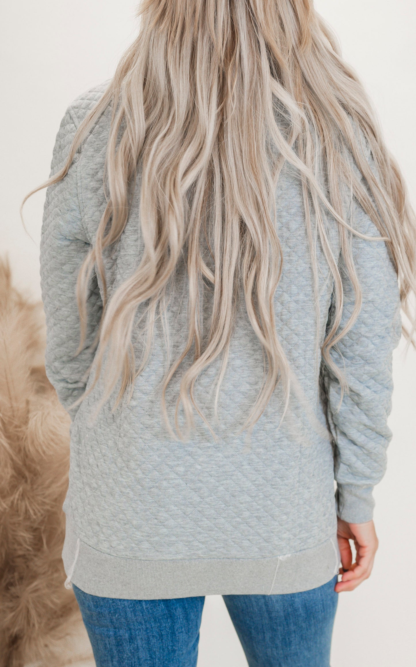 Heather Grey Diamond Pullover Sweater