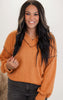 Rust Corded V-Neck Sweater