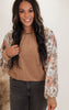 Camel Loop Terry Floral Long Sleeve Top