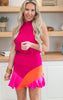 Magenta Halter Colorblock Dress