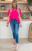 Hot Pink Solid Dolman Sleeve Top