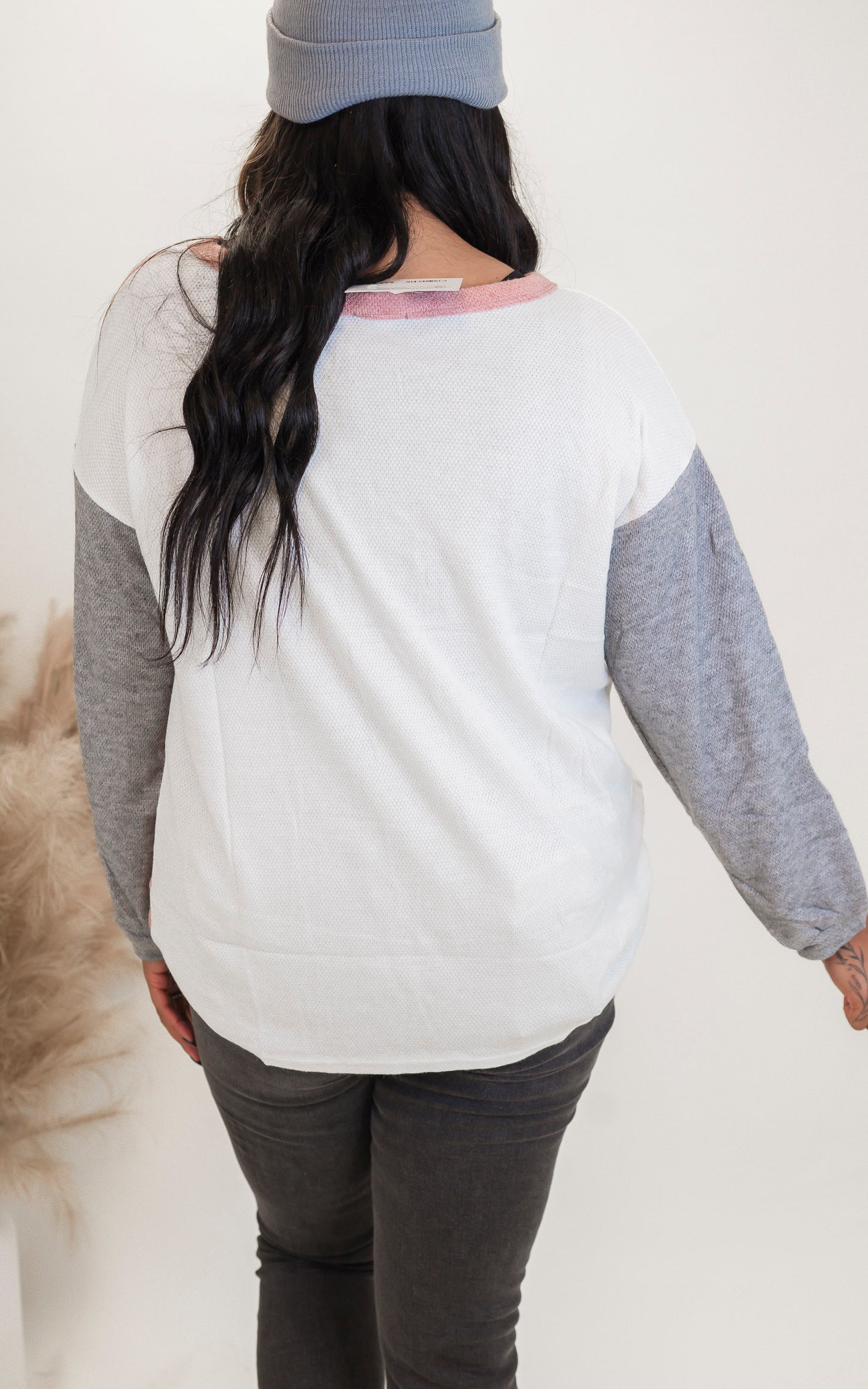 Ivory Thermal Colorblock Sweatshirt