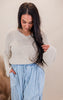 V-neck Long Sleeve Solid Sweater Top | POL