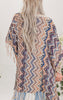 Beige Wavy Knitted Kimono w/ Fringe