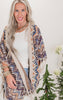 Beige Wavy Knitted Kimono w/ Fringe