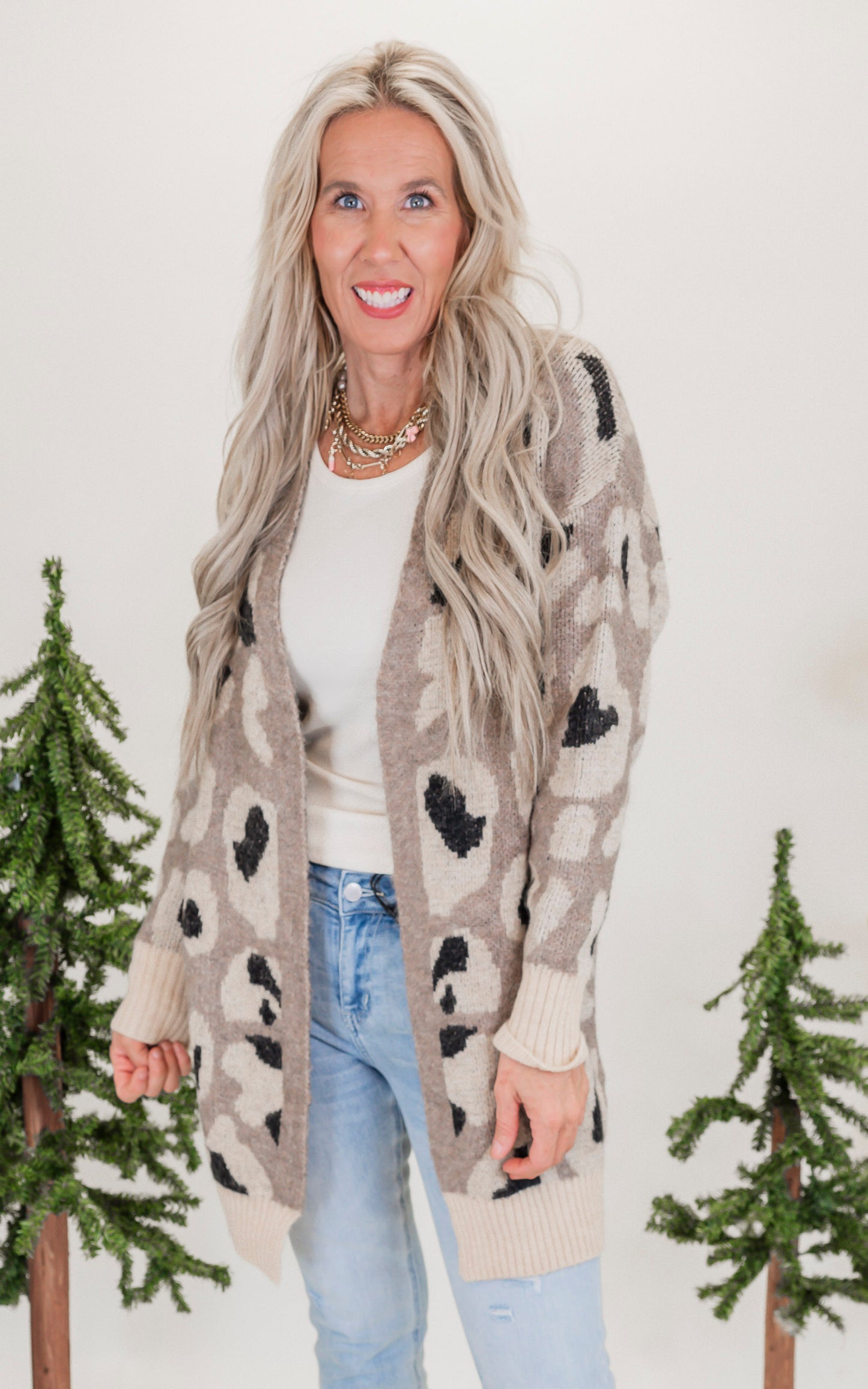 Khaki Faded Vintage Leopard Cardigan