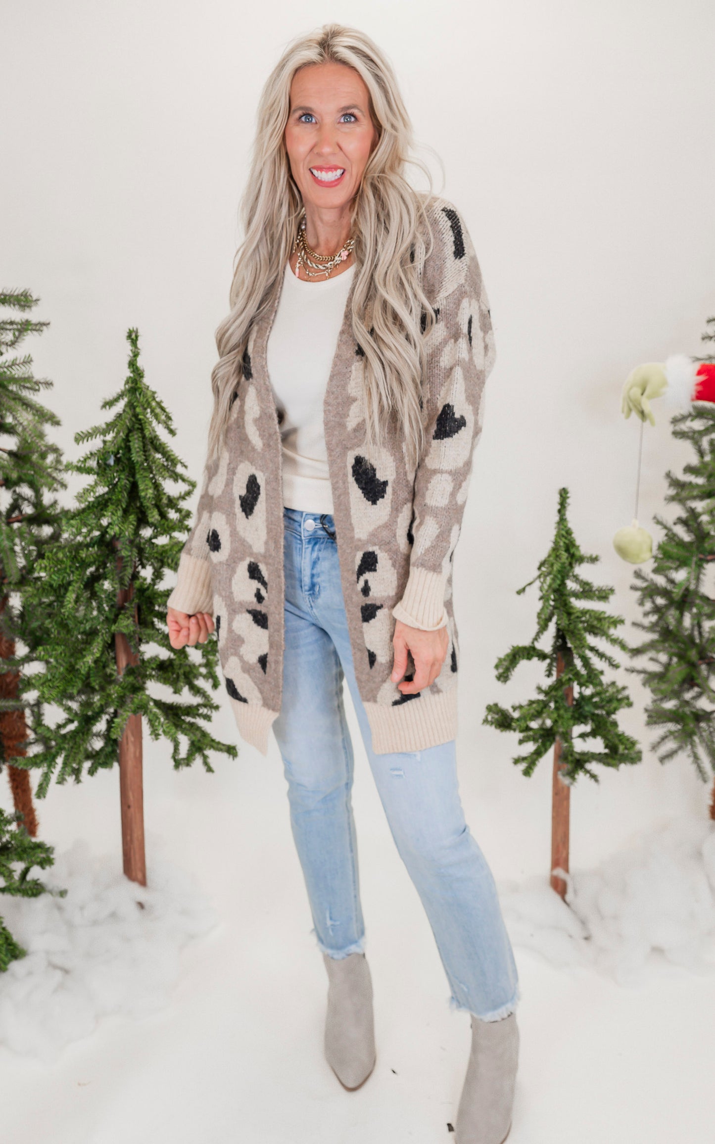 Khaki Faded Vintage Leopard Cardigan