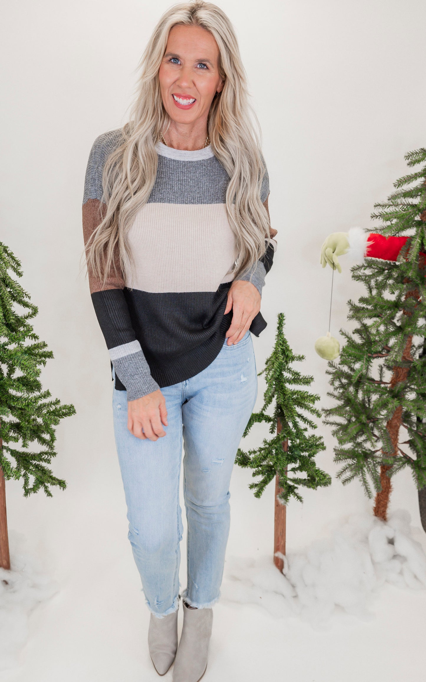 Charcoal Colorblock Pullover Sweater