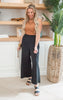 Black Textured Wide Leg Pants