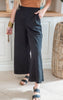 Black Textured Wide Leg Pants