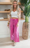 Fuchsia Textured Wide Leg Pants