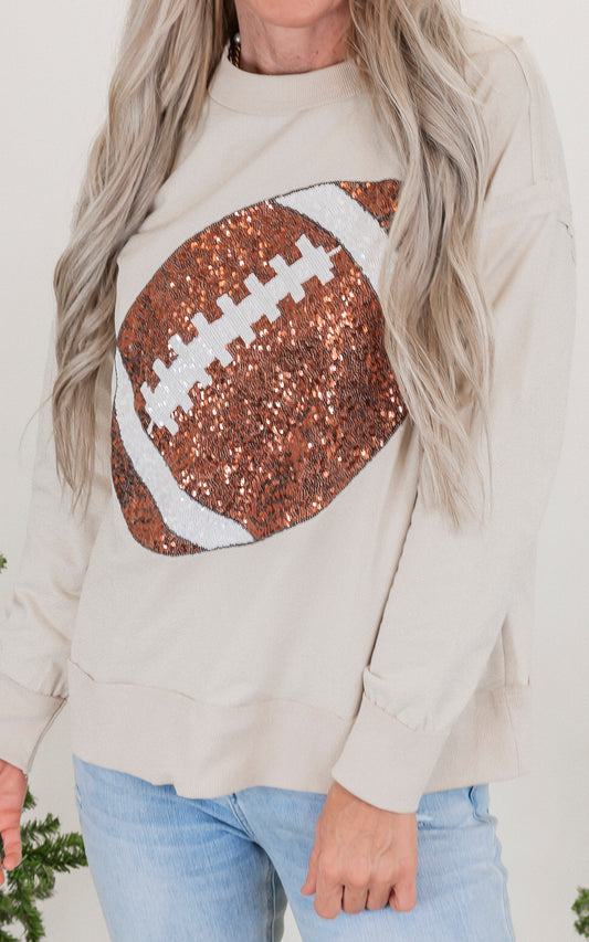 Sequin Football Long Sleeve Top