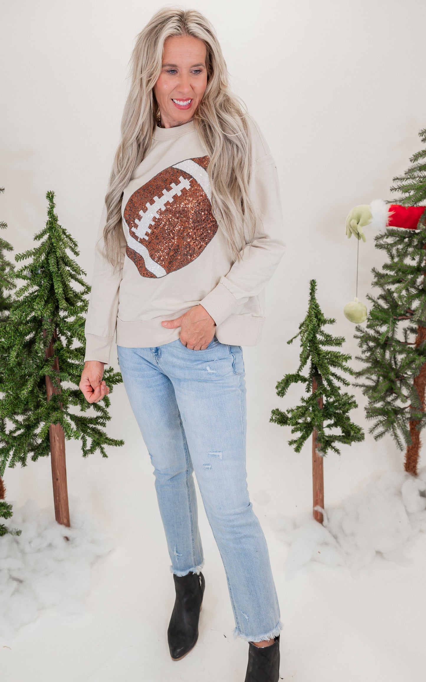 Sequin Football Long Sleeve Top