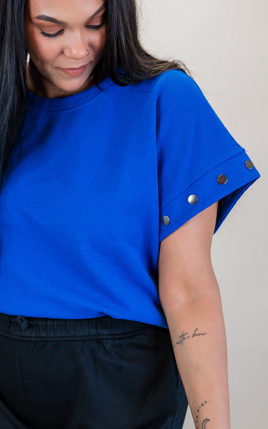 Royal Blue Cap Sleeve Top | Umgee