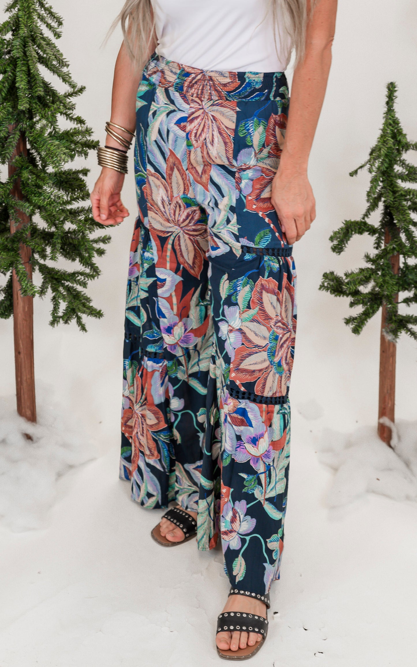 Midnight Fall Floral Wide Leg Pant