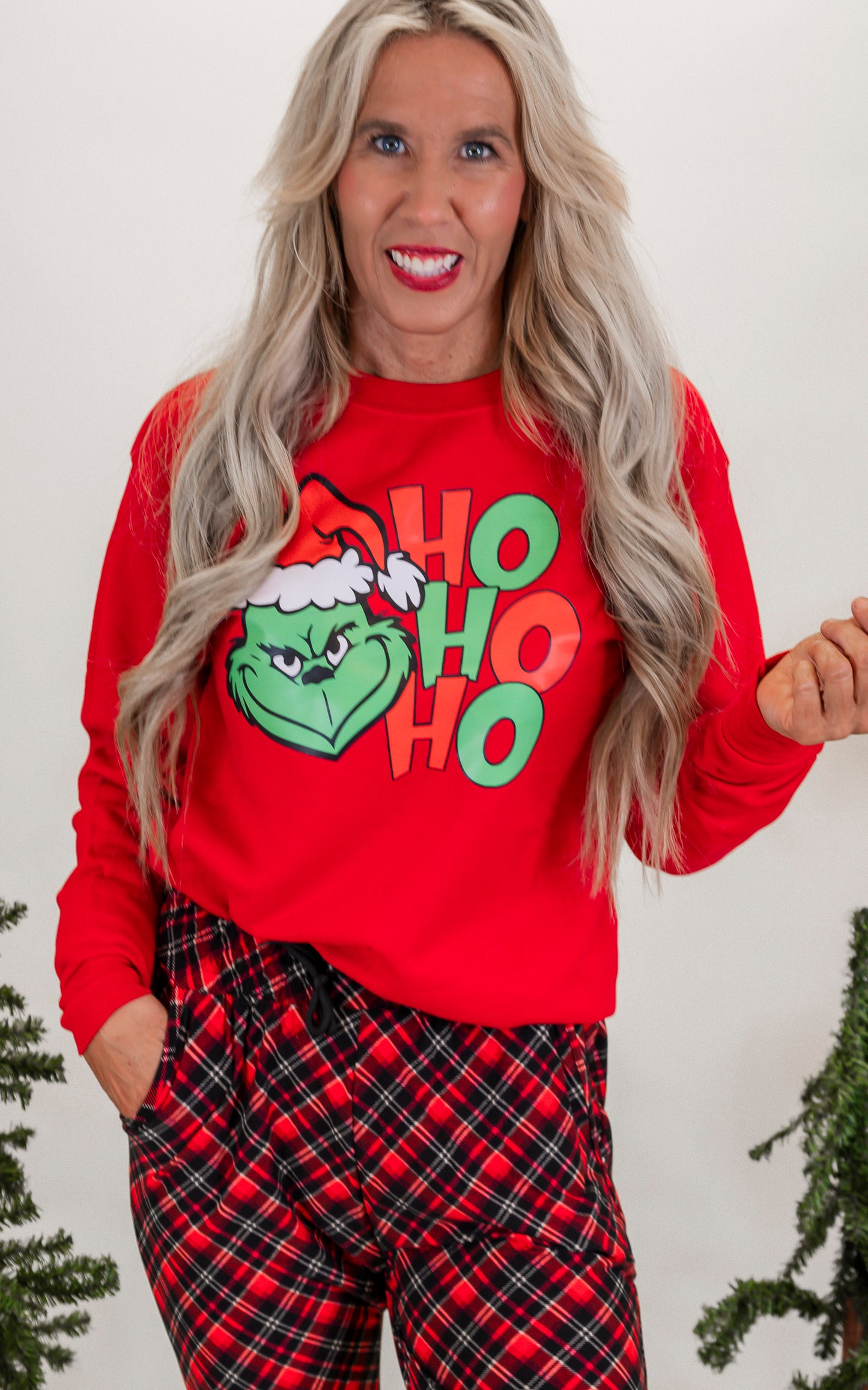 HO HO HO  Holiday Graphic Crewneck Sweatshirt