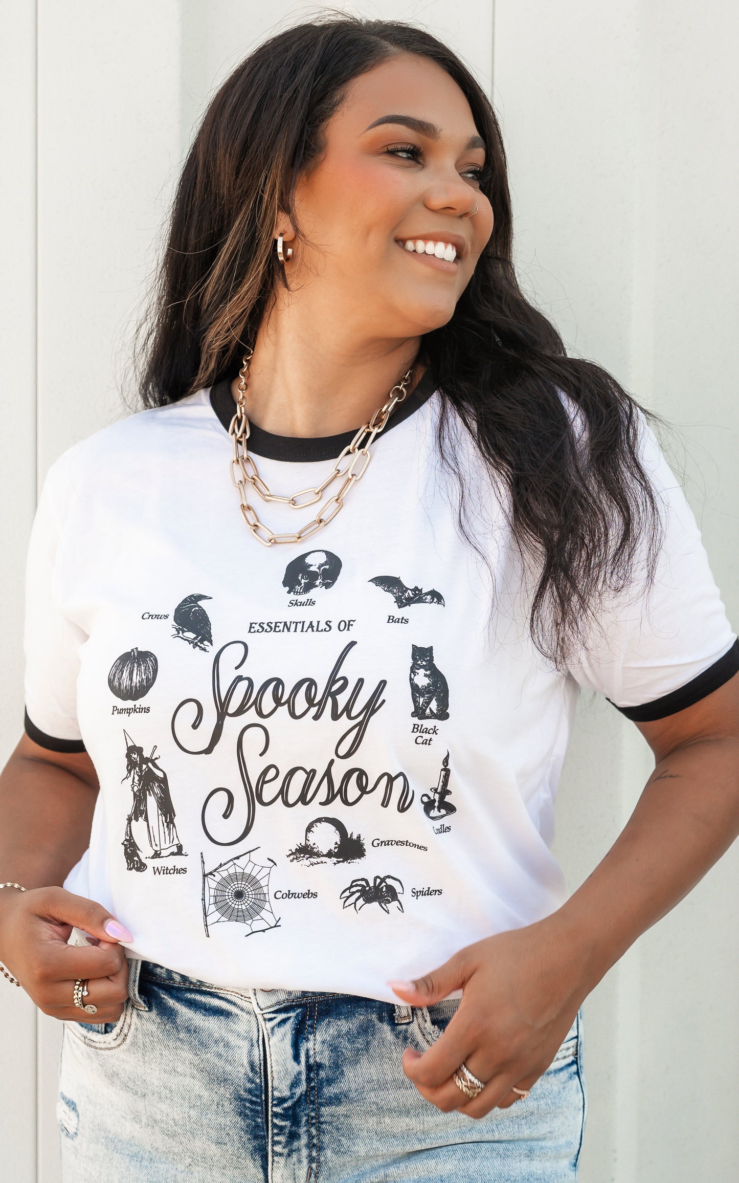 Essentials of Spooky Season Ringer Graphic T-shirt