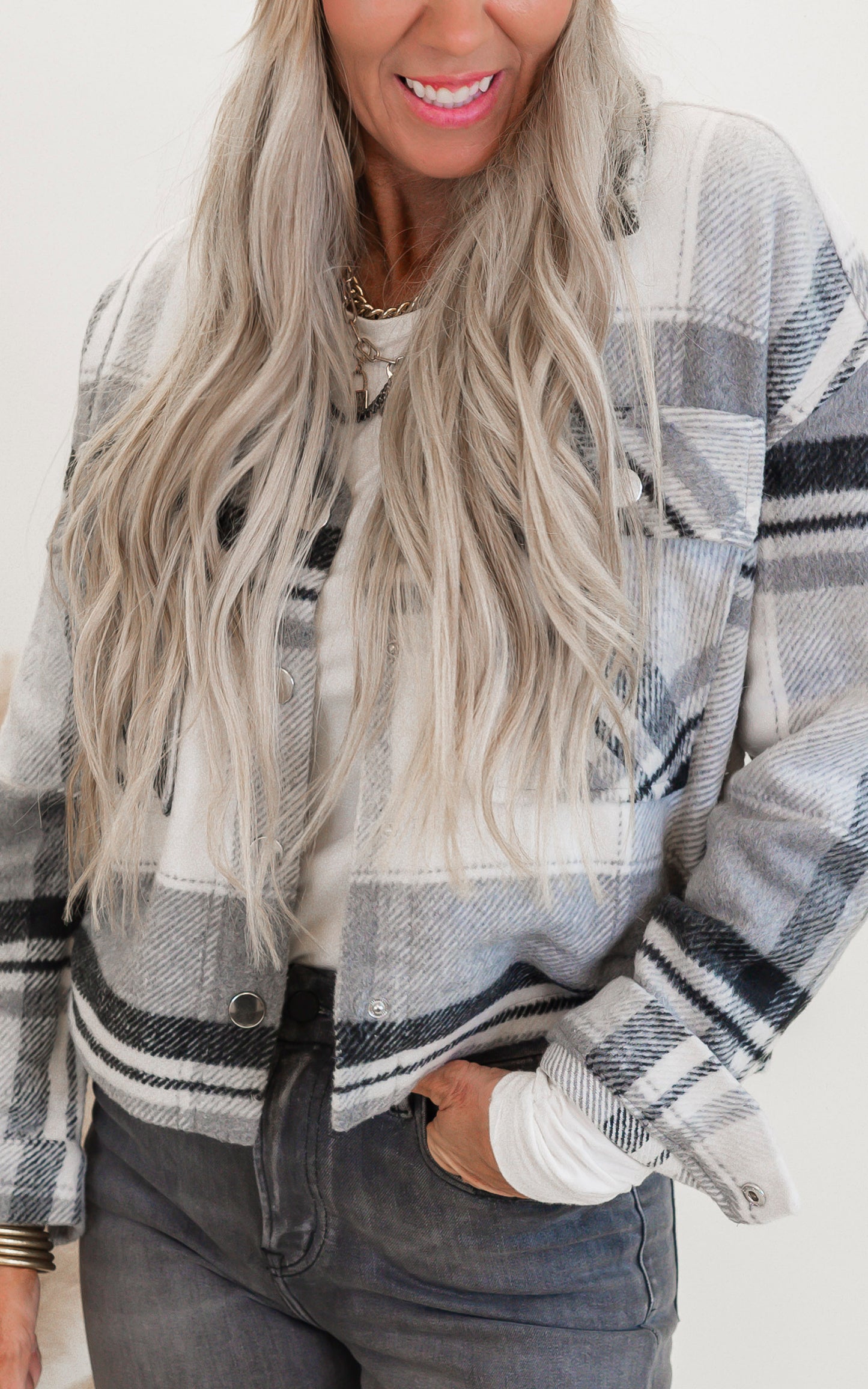 Modern Plaid Cropped Shacket