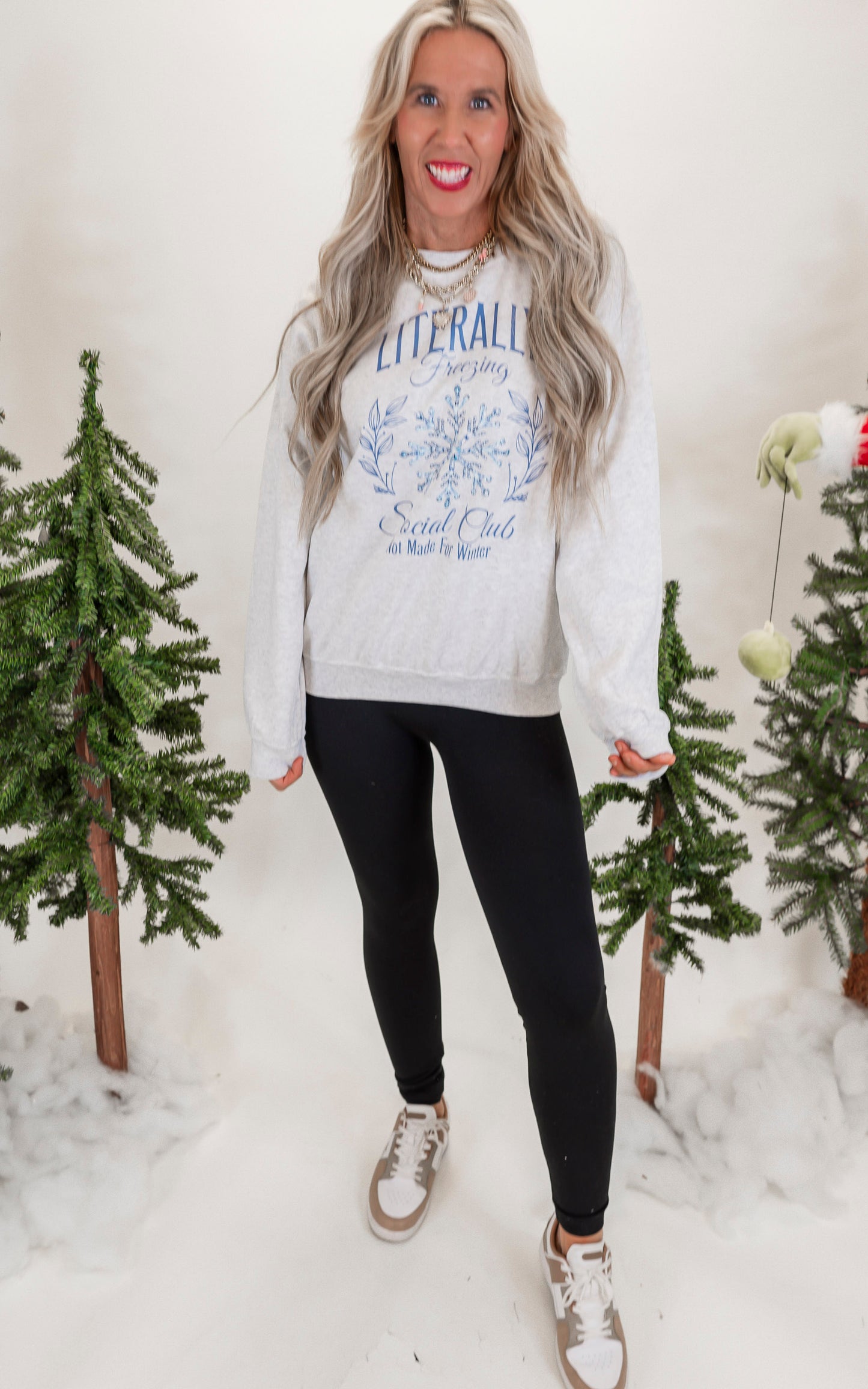 Literally Freezing Holiday Graphic Crewneck Sweatshirt