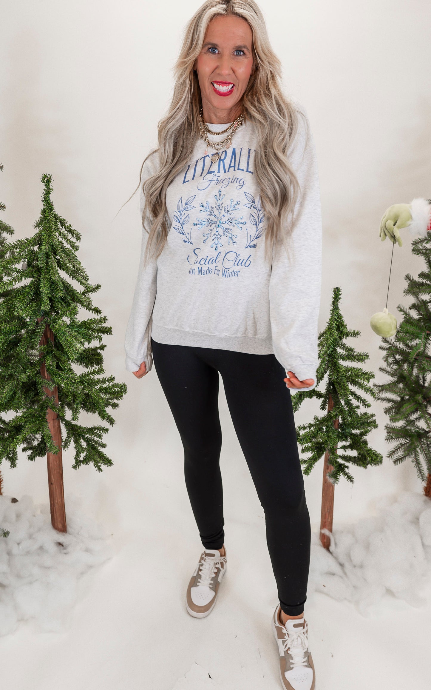 Literally Freezing Holiday Graphic Crewneck Sweatshirt