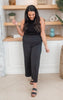 Black Textured Wide Leg Pants