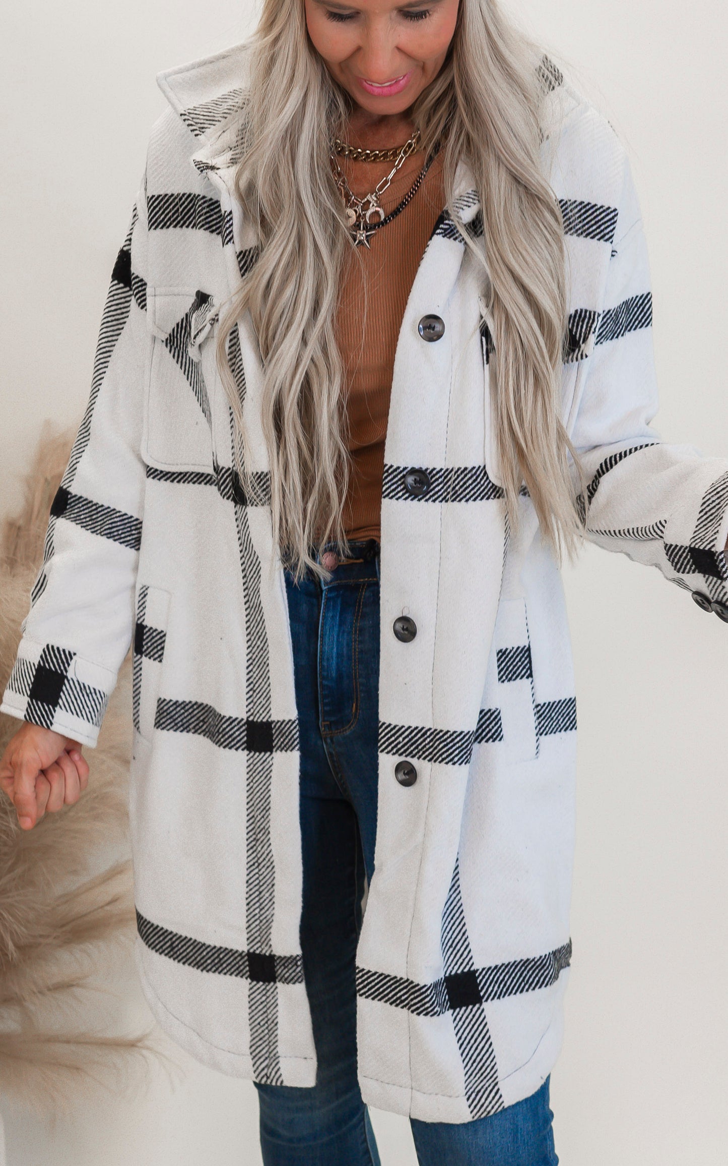 Large Window Plaid Long Shacket