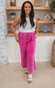 Fuchsia Textured Wide Leg Pants