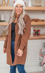 Brown Oversized Button Up Jacket