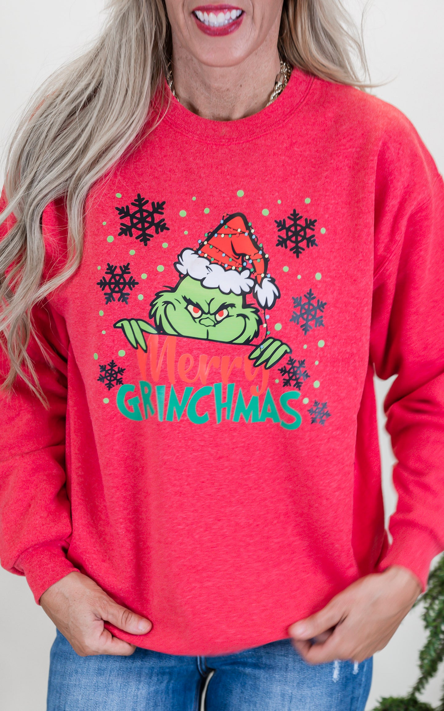 I see You Mean Green Guy Holiday Graphic Crewneck Sweatshirt