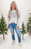 Plaid Freeze Season Holiday Ash Mocha Graphic Crewneck Sweatshirt