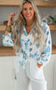 Blue Hibiscus Floral Button Down Top - Final Sale