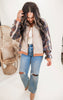 Camel Washed Corduroy Plaid Mixed Studded Jacket - Oli & Hali *LIVE BOX*