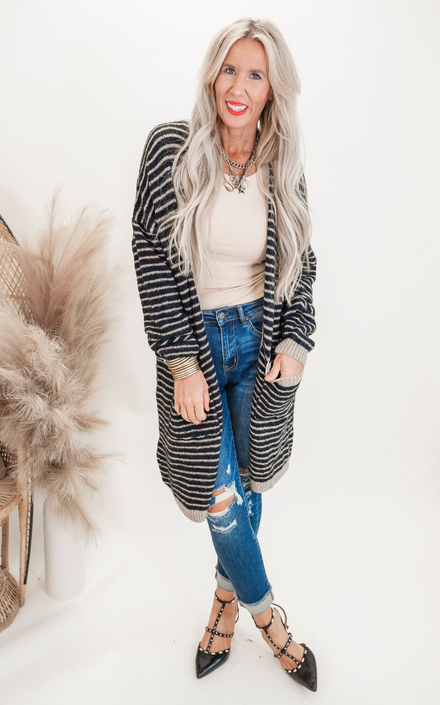 Long Sleeve Striped Cardigan