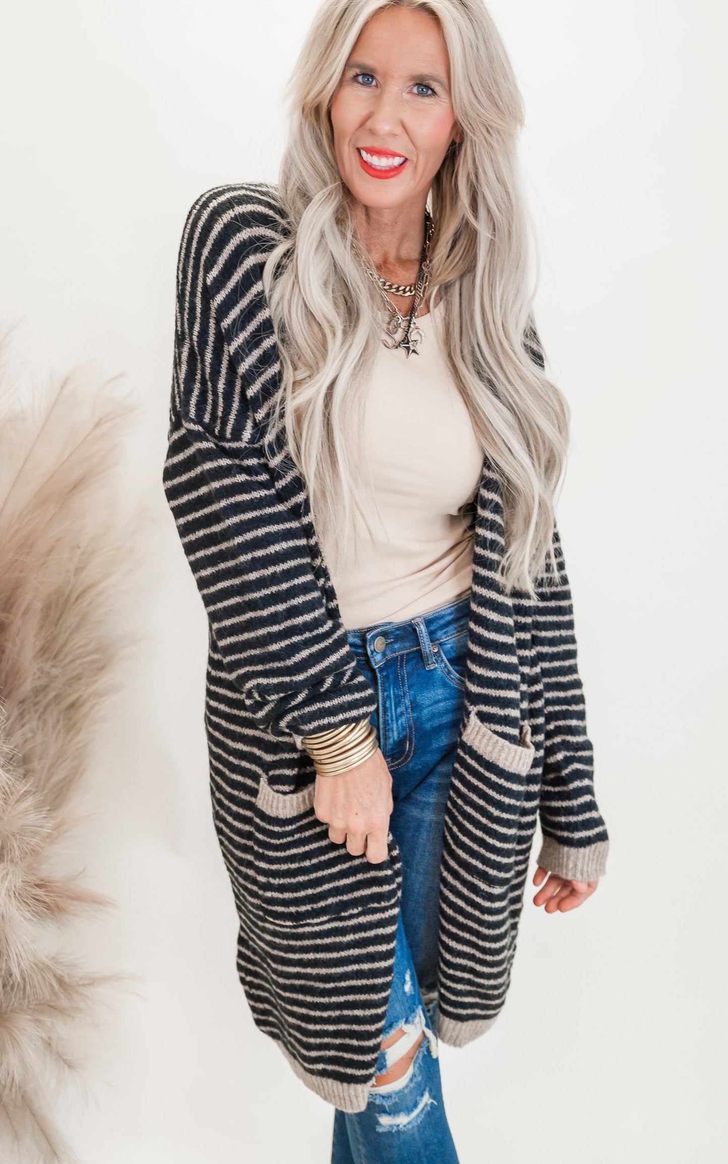 Long Sleeve Striped Cardigan