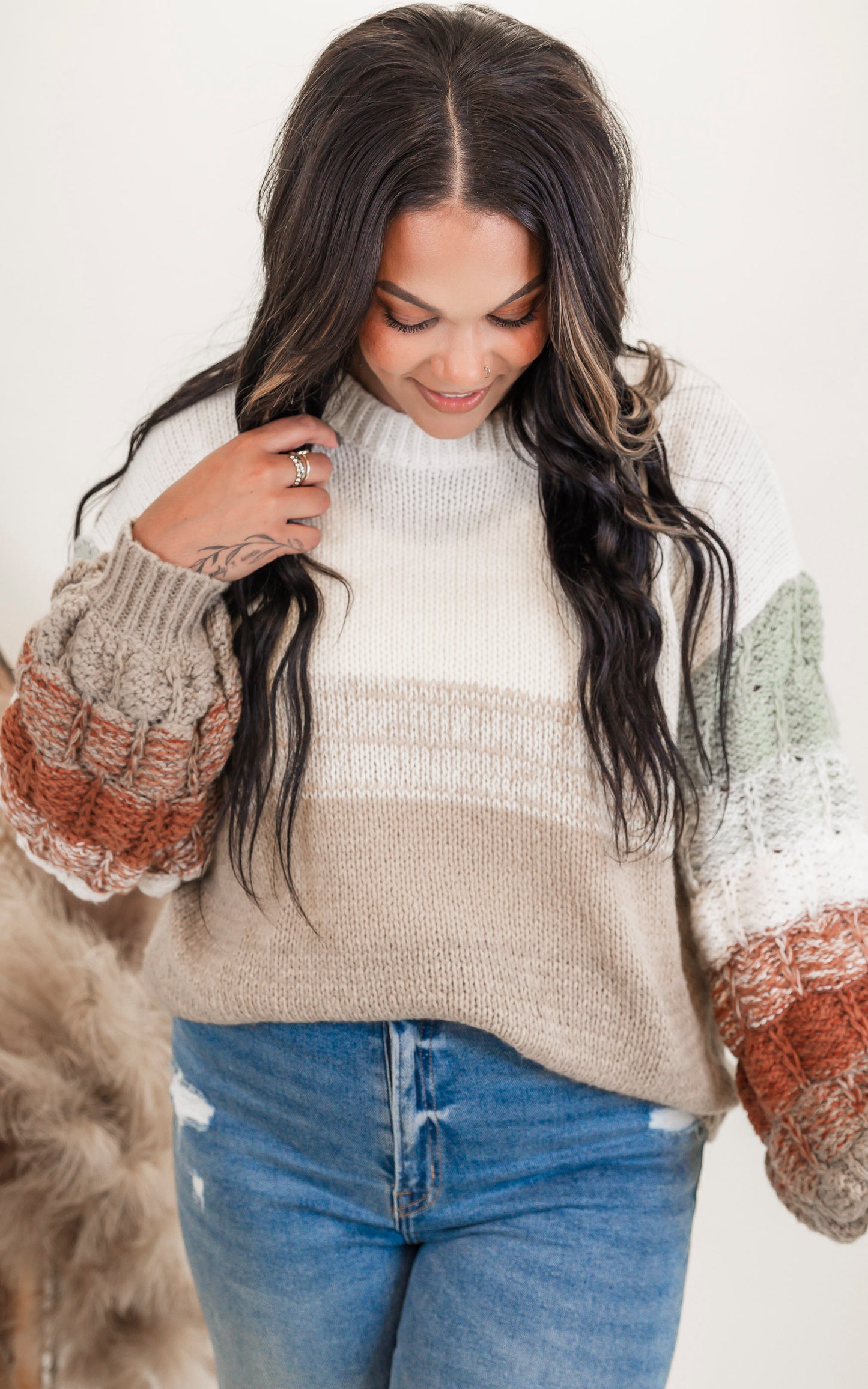 Puff Sleeve Ombre Sweater  * -Adora