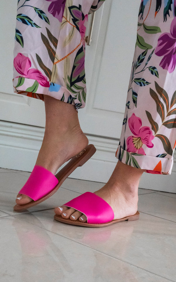Sunny Fuchsia Slip-On Sandals