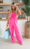 Hot Pink Mineral Wash Jumpsuit - Final Sale