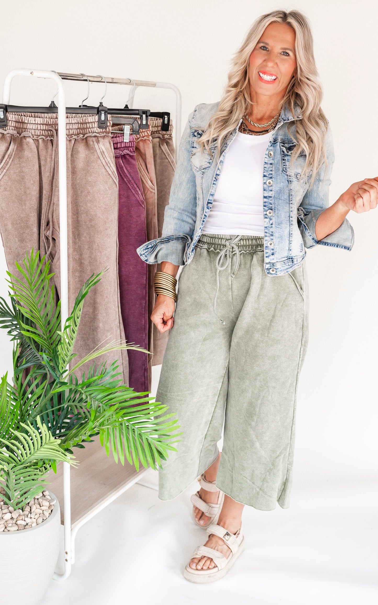 Acid Wash Fleece Palazzo Sweatpants