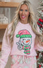 Sparkly Snowman Holiday Pink Graphic Crewneck Sweatshirt