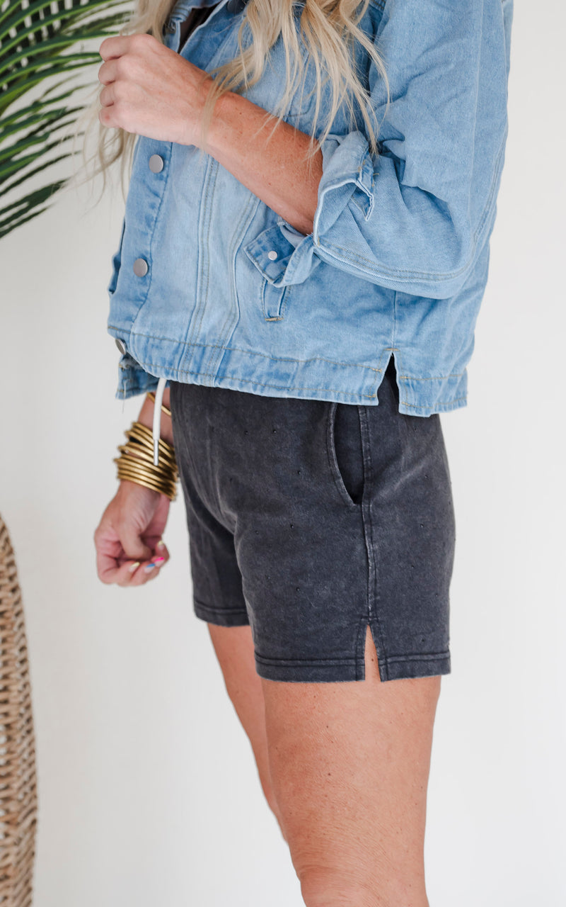 Lets Sparkle High Waisted Solid Knit Shorts