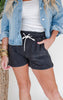 Black Lets Sparkle High Waisted Solid Knit Shorts