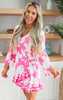 Pink Botantic Boarder Long Sleeve Beach Dress -  Final Sale