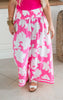 Pink Botantic Boarder Print Rayon Pants - Final Sale