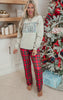 Plaid Freeze Season Holiday Ash Mocha Graphic Crewneck Sweatshirt