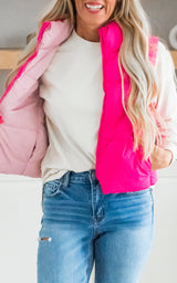Hot Pink Reversible Puffer Vest - Final Sale