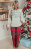 Plaid Freeze Season Holiday Ash Mocha Graphic Crewneck Sweatshirt