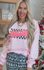 Freezing Check'd Holiday Pink Graphic Crewneck Sweatshirt